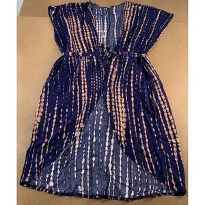 Bsubseach Women's One Size Navy Tie Dye Open Front Kimono Swimsuit Cover up New